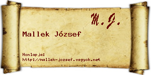 Mallek József névjegykártya
